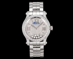 yf，白 -金 Yf-新品 满钻 快乐钻36Mm 2025最新款满天星 原装搭配美洲鳄鱼表带 搭配2892机芯 萧邦 Happy Diamonds 作为萧邦最畅