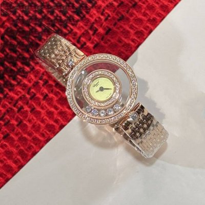 萧邦-Chopard 最新配面 Happy Diamonds系列，快乐钻圆形腕表 蓝宝石玻璃镜面 原厂瑞士石英机芯 镜面内5颗快乐钻自由转动 表盘面及表带多色可