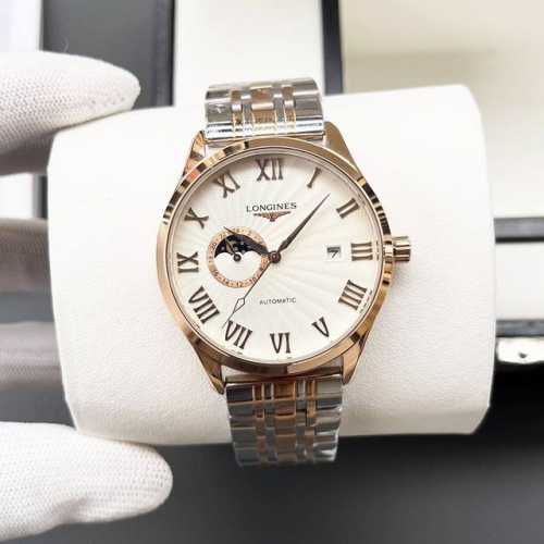 白壳 金壳 钢带+20 浪琴-Longines火爆新品 搭载全自动机械机芯 316精钢表壳 简约三针半月相设计 简约时尚 优雅尊贵 矿物质强化玻璃镜面 真牛皮表