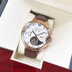 白 金 全新风格 经典热卖 卡地亚-Cartier 男士腕表 全自动机械机芯 矿物强化玻璃 316L精钢表壳 真皮表带 时尚休闲 商务必备 尺寸:直径44Mm
