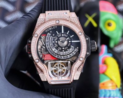 同价 恒 宝 Hublot 魔兽Mp系列909.Nx. .Rx.1704 抛光金属壳套 人工镶嵌207颗锆石 阳极化处理红色铝质下部结构附6颗H形金属螺丝 搭载