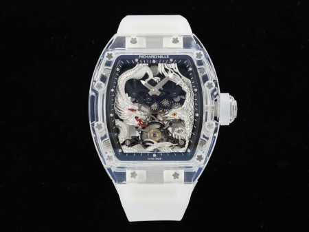 腕间风情 浓郁中国风』 Rm 57-01 龙凤呈祥陀飞轮腕表 Richard Mille 理查米尔 龙飞凤舞Rm 57-01水晶壳套材质，表壳为酒桶形，人造水晶 - 点击图像关闭