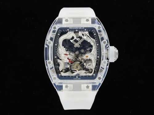 腕间风情 浓郁中国风』 Rm 57-01 龙凤呈祥陀飞轮腕表 Richard Mille 理查米尔 龙飞凤舞Rm 57-01水晶壳套材质，表壳为酒桶形，人造水晶