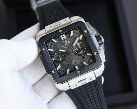 全新核心作品 Hublot 宇舶表荣耀发布全新Square Bang Unico腕表 恒宝方形大爆炸 精钢打造轻盈贴手舒适 不计成本采用蓝宝石玻璃 采用源自Bi - 点击图像关闭