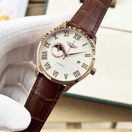 白 -金 钢带+20。浪琴-Longines 精品男士腕表尊贵大气，绅士风范，卓越品质，热卖全城。采用全自动机械机芯，顶级316精钢表壳，矿物质超强镜面，尺寸4 - 点击图像关闭