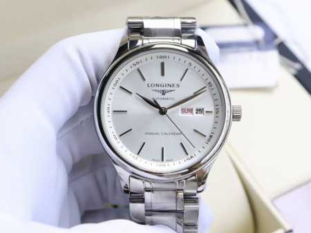 浪琴-Longines 名匠系列 再次升级版本 多次反复修缮至完美 极致严格的质量保证。确保采用原版式抛光和拉丝工艺，高硬度水晶镜面，更加透彻明亮，文字，典雅的 - 点击图像关闭