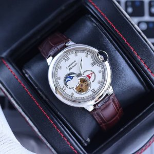 皮 钢带 金白同价 卡地亚 Cartier 蓝气球系列，精品男士腕表，劲爆镂空设计，精雕细琢，技艺精湛，尊贵大气，绅士风范。采用进口西铁城机械机芯 零返修 ，顶