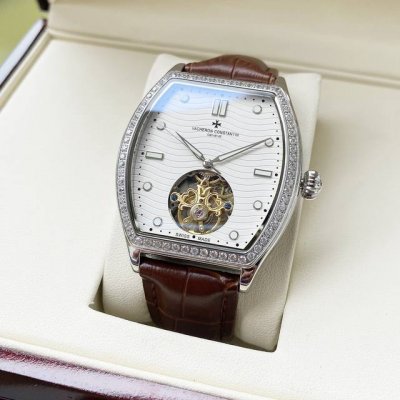 时尚休闲 卓越品质 江诗丹顿-Vacheron Constsntin 男士腕表 全自动机械机芯 矿物强化玻璃 316L精钢表壳 真皮表带 简洁精致 尊贵典雅 尺