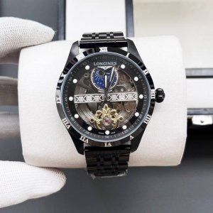 浪琴-Longines火爆新品 搭载全自动机械机芯 316精钢表壳 简约镂空设计 简约时尚 优雅尊贵 矿物质强化玻璃镜面 真牛皮表带 商务休闲 精致型男首选 直