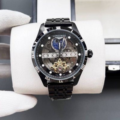 浪琴-Longines火爆新品 搭载全自动机械机芯 316精钢表壳 简约镂空设计 简约时尚 优雅尊贵 矿物质强化玻璃镜面 真牛皮表带 商务休闲 精致型男首选 直
