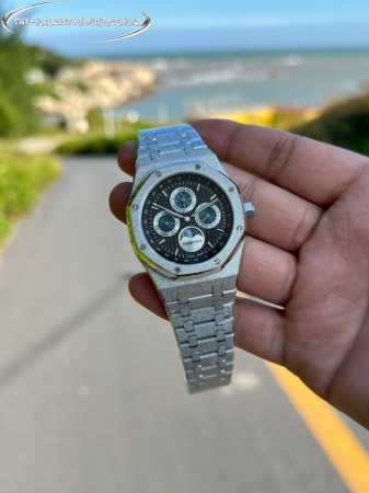 白 -金 Twa-Ap 爱彼 皇家橡树霜金版本，41Mm 钢王之王”爱彼26574系列 霜金定制版 ，钢带表最重中之重的表带， Twa厂用原装表带开模使表带细腻 - 点击图像关闭