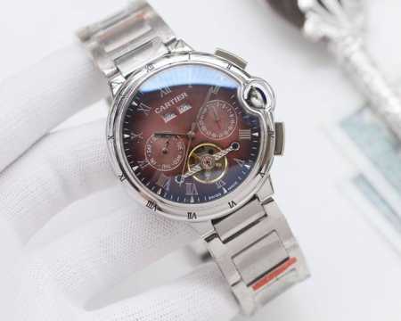 白壳 ，金壳 ，钢带30 品牌：卡地亚-Cartier 类型：男士腕表 壳套：顶级版316精钢l 表带：进口小牛皮表带 机芯：全自动进口机械机芯 镜面：矿物质防 - 点击图像关闭