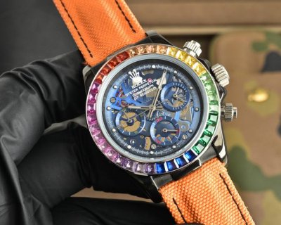 新品劳力士Rolex 迪通拿镂空系列 316L精钢表壳 尺寸43Mm 矿物质镀膜玻璃耐磨 超强夜光 日本多功能计时石英机芯 进口橡胶表带 原装扣 爱不释手的劳力