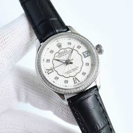 白壳 金壳 爆款推荐 演绎百变女神 年度最佳女款 劳力士 Rolex 日志型女款 Pl2 升级v10版 时尚女表 简约三针 夜时超强夜光 壳上采用独特施华洛世奇 - 点击图像关闭