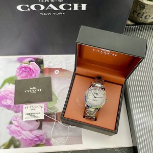 原单新款跑量款批 圣诞 新年礼物 Coach 蔻驰满天星preston系列七彩钻表盘璀璨石英手表女表，马车Logo元素，施华洛水晶，轻奢搭配，石英机芯，型号：1