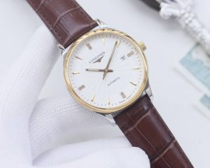 白450 金610品牌：浪琴-Longines 类型：男士腕表 壳套：顶级版316精钢L 表带：进口小牛皮表带/316L精钢表带 机芯：全自动机械机芯 镜面：矿