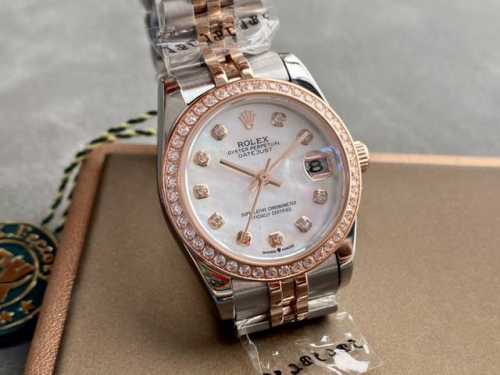 SK Factory 女款 劳力士Rolex 单历 日志型31mm 直径 31mm 机芯 搭载全自动机械机芯 圈口 劳力士RingCommand三角坑纹 光圈