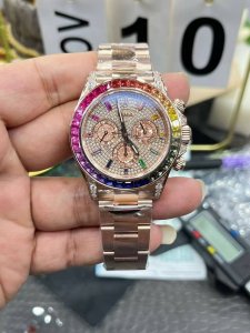 Bt 劳力士迪通拿满钻系列40Mm彩虹迪沙金眼丹东4130全自动计时码机械