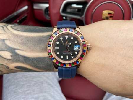 金+20 劳力士-Rolex宝石圈定制级改版水鬼来袭携手高端珠宝工厂，重金镶嵌72颗黑、绿、蓝宝石相应色水鬼圈口，搭配表壳耳杆处钻石，犹如光茫四射，吸睛神器 机 - 点击图像关闭