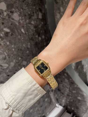 光圈 钻圈 。双排钻 满钻470 Panthère De Cartier 2024 Blackstone Middle Size: Width 27Mm Len