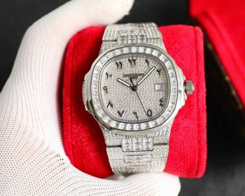 圈口 钢带 圆镶钻 统一 圈口 钢带 T方镶钻 统一 Patek Philippe 最新大镶钻圈口，Pp百达翡丽 Nautilus 5711 白金鹦鹉螺系列腕表