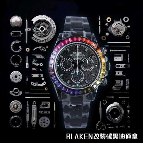 Sj出品 黑壳 钻 Blaken 劳力士 Rolex 迪通拿系列 B33 超薄升级12.3Mm最新第四代迪通拿精钢全黑款 最新碳黑真空电镀复刻版40Mm高端品质