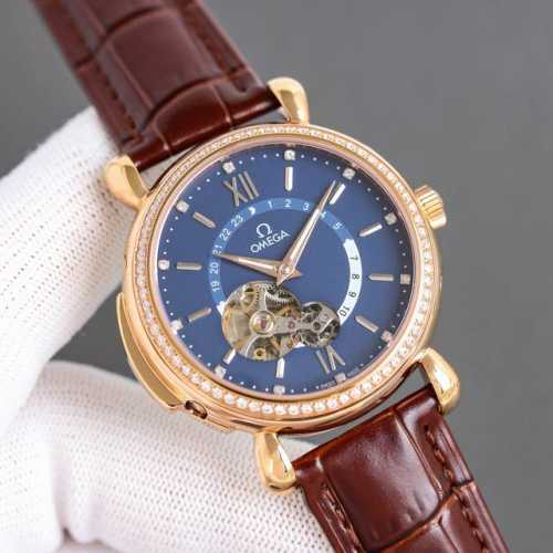 Omega 欧米伽潮男潮流新品男士全满钻壕镶腕表搭载全自动8S63亚洲全自动进口机械机芯零返修904L精钢表壳 意大利小牛皮表带超清高强度宝石镜面，品质保证 白