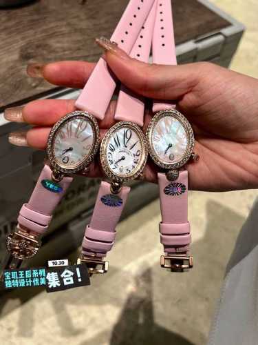 白 玫金 宝玑那不勒斯王后系列Reine De Naples 高品质女士瑞士石英机芯女表，腕表 设计灵感正是来自宝玑大师为那不勒斯王后卡洛琳 缪拉所创制的世界首