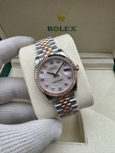 Gs 劳力士 31Mm日志 间玫瑰金贝母钻面机芯女士顶级复刻腕表首选