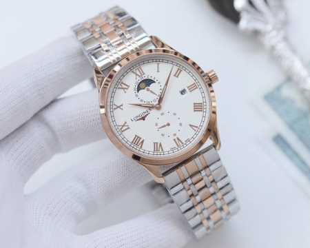 白壳 ，金壳 钢带20 品牌：浪琴-Longines 类型：男士腕表 壳套：顶级版316精钢l 表带：进口小牛皮表带 机芯：全自动机械机芯 镜面：矿物质防刮镜面 - 点击图像关闭