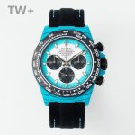Tw+ 迪通拿系列之碳纤维夜光壳定制版，腕表不仅佩戴轻便，外表坚硬。且每一只腕表都拥有独一无二的碳纤花纹材质。 表壳 腕表尺寸40Mmx12.4Mmtw工厂p实