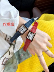 竹节纹、玫瑰金壳～ 卡地亚 坦克系列～ 原装钢扣 竹节纹表带、小号31* ～