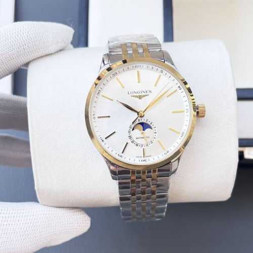 白 金660浪琴-Longines火爆新品 搭载全自动机械机芯 316精钢表壳 简约三针半月相设计 简约时尚 优雅尊贵 矿物质强化玻璃镜面 真牛皮表带 商务休闲