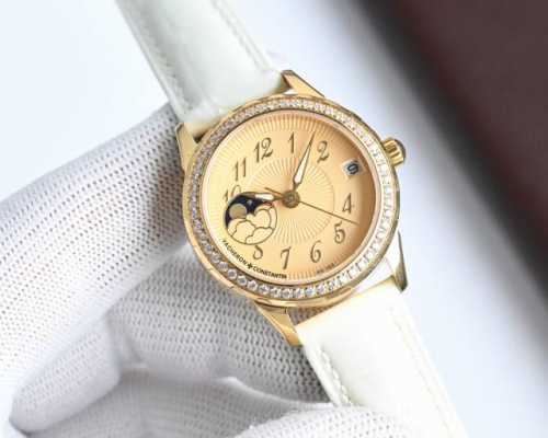 白 -金 钢带+50 江诗丹顿-Vacheron Constantin淑女珠宝系列 月[月亮]相系列9字位日月星辰功能，搭载原装进口月相机芯 0返修0售后 ，