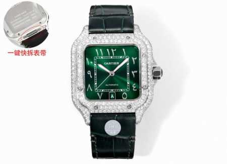 Thb新品 卡地亚山度士 中东版 皮带满钻款 原版开模2024最新卡地亚 山度士 1 表壳 正品开模，搭载最好的进口316L材质表壳！ 机芯采用独家进口超薄机芯 - 点击图像关闭