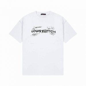 Louis Vuitton 路易威登] 2024Fw春夏新款 Lv字母印花短袖t恤 280克双纱26支纯棉面料 四标齐全 带logo包装袋+雪梨纸 男女同款 颜
