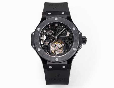 恒宝 Hublot 宇舶 真飞轮 Hb1 V4升级版 升级如下：升级使用原装壳套起模壳身，侧耳不再使用塑料，搭配升级版真陀飞轮心脏，加强防震，解决了市场普通版本 - 点击图像关闭