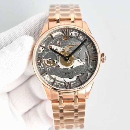 帝王品质，时间诠释一切 天梭Tissot 1853杜鲁尔镂空系列腕表 搭载天梭独有的手动上弦机芯 拱形抗划伤蓝宝石表镜 带双层防炫目涂层 316L精钢表壳 直径 - 点击图像关闭