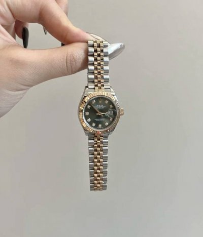 Rolex劳力士 女装日志型系列 自动机械机芯 防水 橄榄绿 日显 镶钻绿盘 女表 瑞表 31Mm 绿色表盘