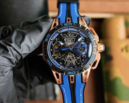 罗杰 杜彼 Roger Dubuis 豪爵 Excalibur 王者系列 自动上链机芯，表壳：46毫米 , Sapphire Crystal Carbon 钛合 - 点击图像关闭