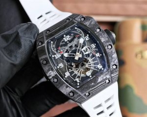 理查德 米勒 Richardmille Rm022系列 全自动机械机芯 40X50X16Mm 蓝光镜面 独特镂空表盘 夜光表盘指针 橡胶或尼龙表带 折叠扣 循规