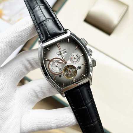 白 -金 百达斐丽-Patek Philippe 男士腕表 商务休闲 全新多功能设计 自动机械机芯 直径42Mm 厚底12Mm 钢化玻璃 316精钢壳套 底盖： - 点击图像关闭