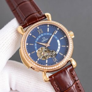 Omega 欧米伽潮男潮流新品男士全满钻壕镶腕表搭载全自动8S63亚洲全自动进口机械机芯零返修904L精钢表壳 意大利小牛皮表带超清高强度宝石镜面，品质保证 白