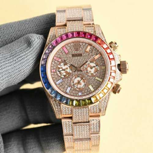 白 金+50 欧版， 满钻迪通拿 Rolex-劳力士满钻系列，耗时10个月改装满钻石男士款 搭载全自动机械机芯，精钢镶钻表壳 实心厚重钢带精选进口光彩闪耀钻 超