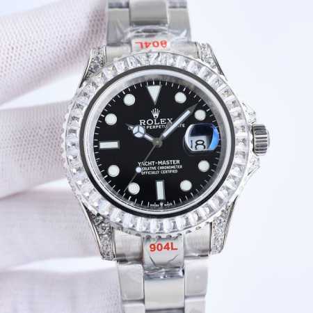 顶级复刻 劳力士 Rolex 全球限量宝石款-游艇名仕型 Yt1 美学上推迟了极限，在这款表上您可将对珠宝和瑞士腕表的喜爱合二为一。表圈、表壳都镶满施华洛世奇美 - 点击图像关闭