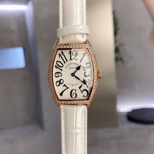 白壳 金壳 Franck Muller 法兰克穆勒 Fm 法穆兰 酒桶形女士石英腕表 316精钢cnc加工抛光表壳 底盖与表壳无缝拼接 底盖拉丝细腻 字体雕刻清