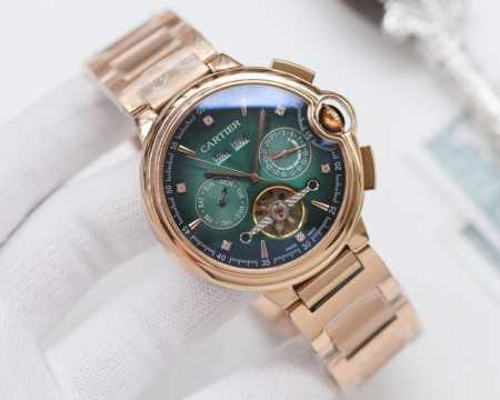 白壳 ，金壳 ，钢带30 品牌：卡地亚-Cartier 类型：男士腕表 壳套：顶级版316精钢l 表带：进口小牛皮表带 316L精钢表带 机芯：全自动进口机械机 - 点击图像关闭
