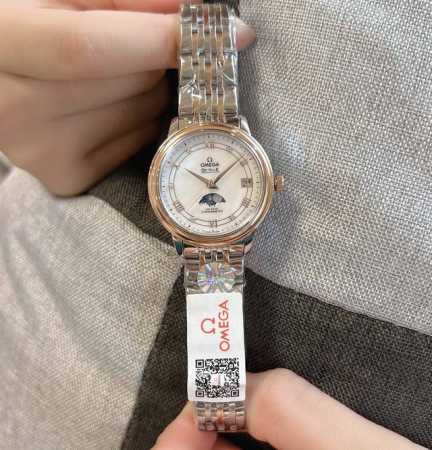光圈白 ，玫 ，钻30 好品质认准实拍细节，所见即所得 欧米茄蝶飞系列星辰月相腕表采用直径为33Mm的精钢表壳，搭配316精钢表带，佩戴起来非常舒适。表盘选用丝 - 点击图像关闭