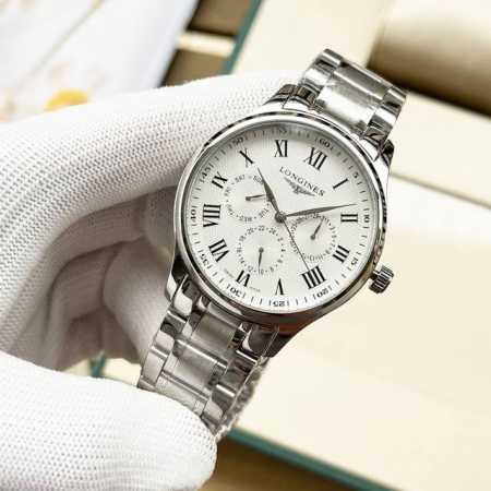 白 -金 钢带+20。浪琴-Longines 精品男士腕表全新多功能设计，尊贵大气，绅士风范，卓越品质，热卖全城。采用全自动机械机芯，顶级316精钢表壳，矿物质 - 点击图像关闭