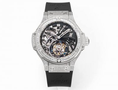 6370恒宝 Hublot 宇舶 真飞轮 Hb1 V4升级版 升级如下 升级使用原装壳套起模壳身 侧耳不再使用塑料 搭配升级版真陀飞轮心脏 加强防震 解决了市场